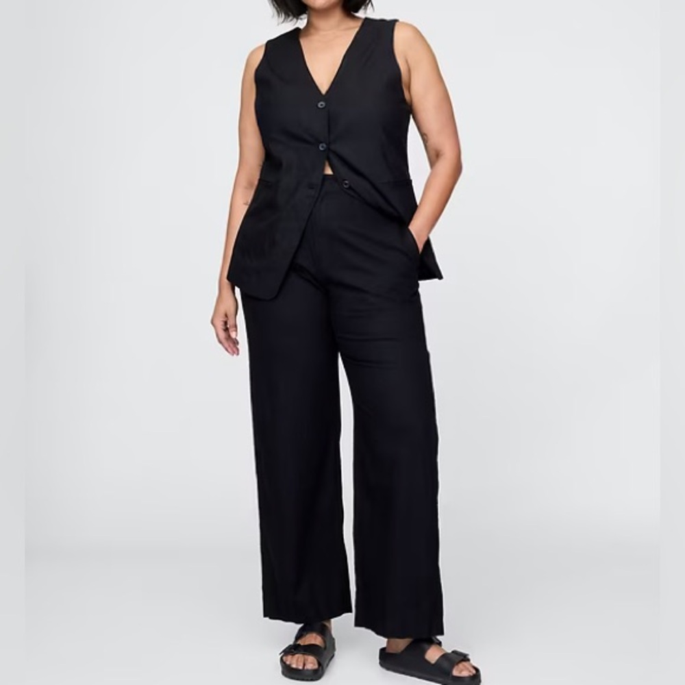Gap, Tailored Ankle Black Wide-Leg Pants ,10